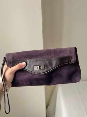 Danier Purple Suede & Leather Wristlet Clutch